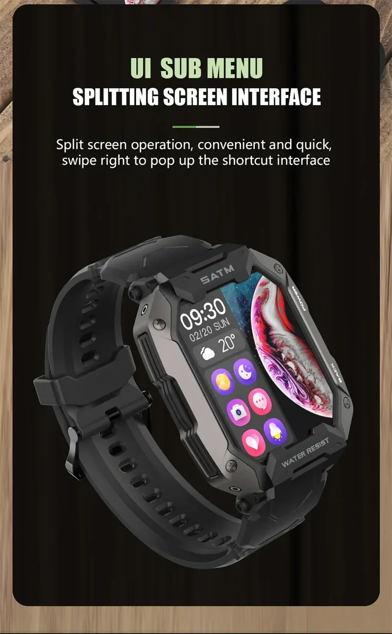 Smart Watch Men Swim IP68 ATM Waterproof Smart Clock Outdoor Sports Fitness Tracker Health Monitor Smartwatch For Android IOS