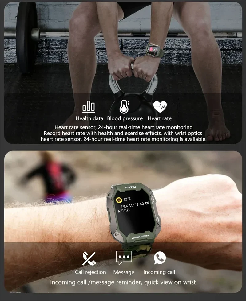 Smart Watch Men Swim IP68 ATM Waterproof Smart Clock Outdoor Sports Fitness Tracker Health Monitor Smartwatch For Android IOS