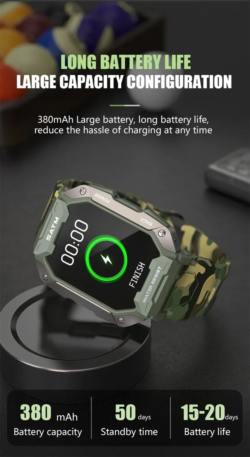 Smart Watch Men Swim IP68 ATM Waterproof Smart Clock Outdoor Sports Fitness Tracker Health Monitor Smartwatch For Android IOS