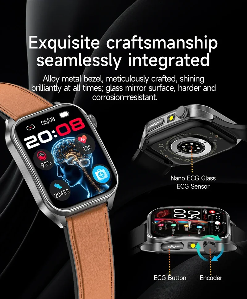 New 650nm Dual probe laser Health Smart Watch ECG+PPG Blood pressure Uric Acid Blood lipids AMOLED Physical therapy Smartwatches