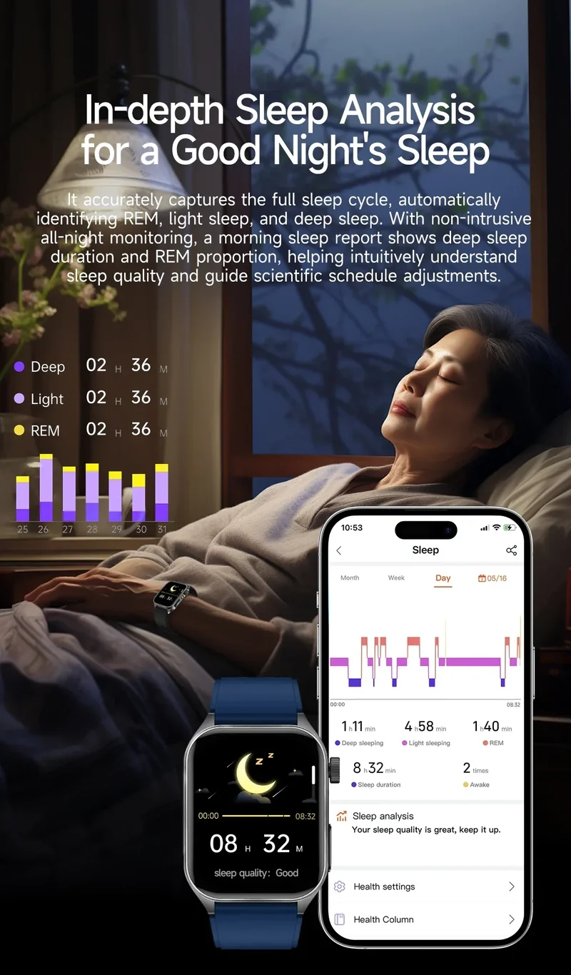 New 650nm Dual probe laser Health Smart Watch ECG+PPG Blood pressure Uric Acid Blood lipids AMOLED Physical therapy Smartwatches