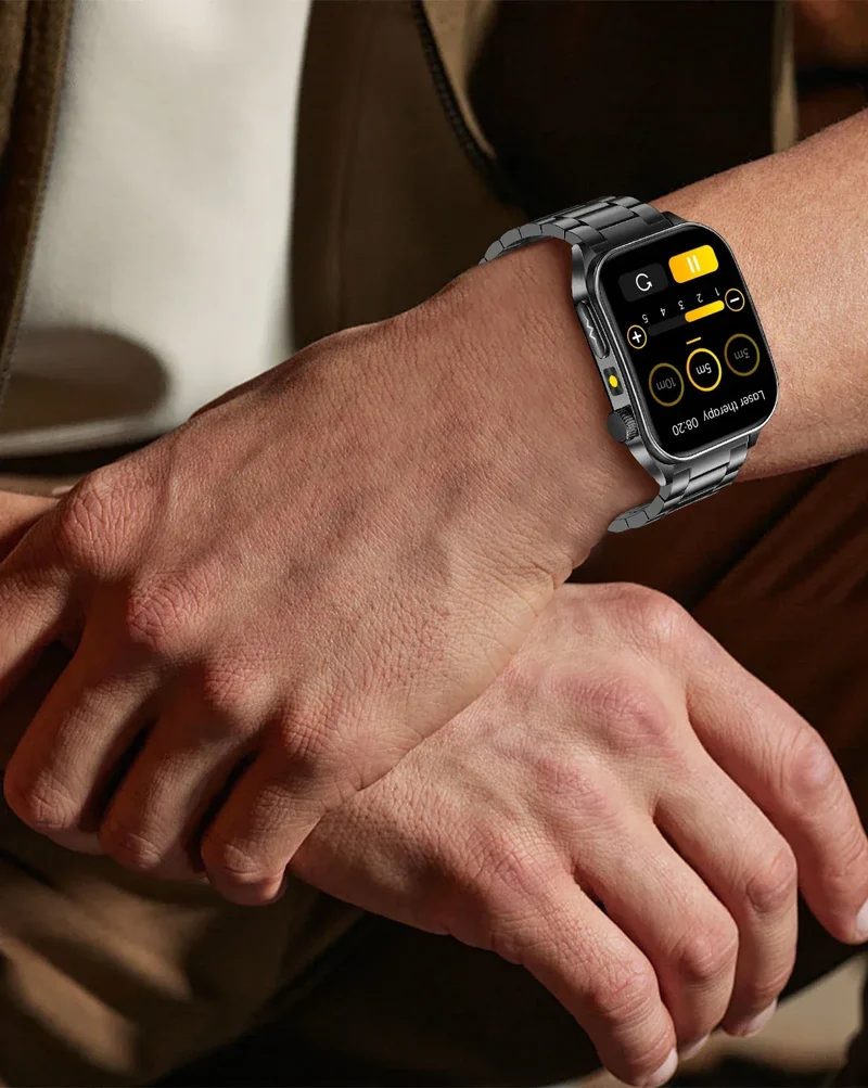 New 650nm Dual probe laser Health Smart Watch ECG+PPG Blood pressure Uric Acid Blood lipids AMOLED Physical therapy Smartwatches