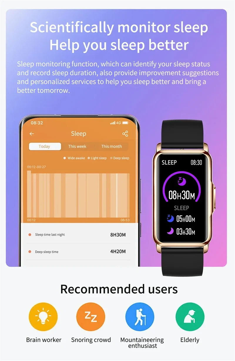 LIGE New Fashion Smart Watch Ladies Message Push Blood Pressure DIY Custom Dial Sports Bracelet Waterproof Men Smartwatch Women