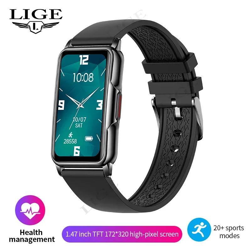 LIGE New Fashion Smart Watch Ladies Message Push Blood Pressure DIY Custom Dial Sports Bracelet Waterproof Men Smartwatch Women
