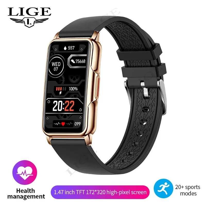LIGE New Fashion Smart Watch Ladies Message Push Blood Pressure DIY Custom Dial Sports Bracelet Waterproof Men Smartwatch Women