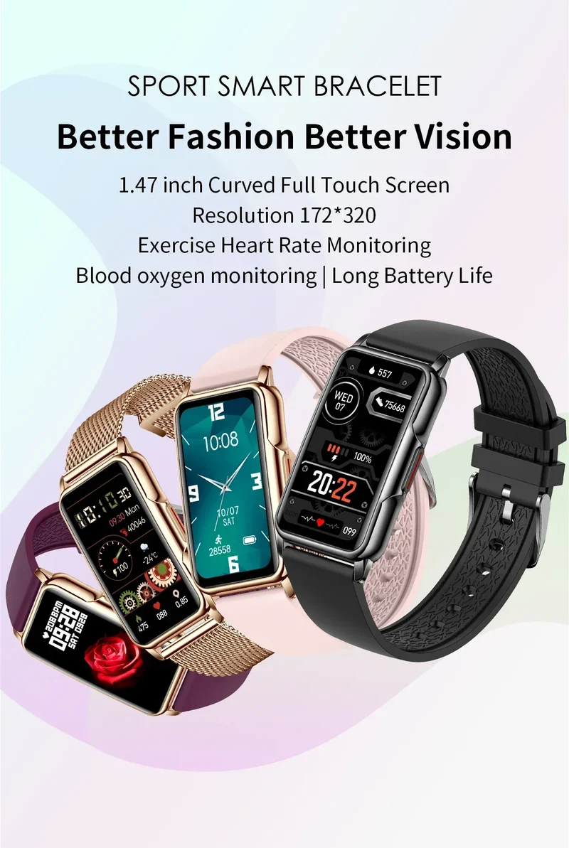 LIGE Women Smart Band Men Watch 1.47 inch Full Touch Heart Rate Sport Fitness Smartwatch New Outdoor Smart Bracelet Ladies 2025