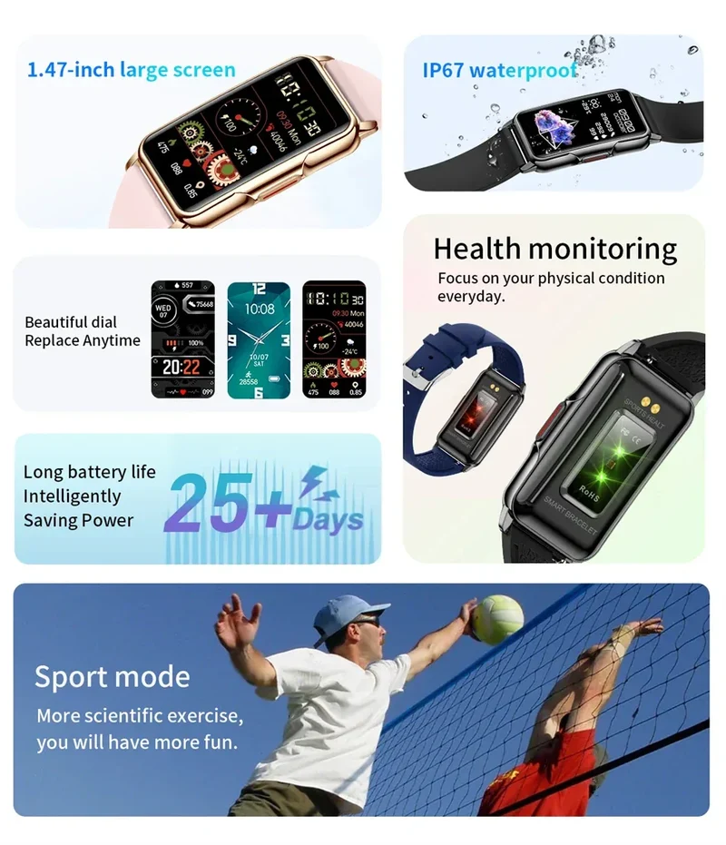 Bluetooth Connected Phone Smart Watch Women Men Music Fitness Sports Bracelet Sleep Monitor Man Waterproof Smartwatch Women+Box