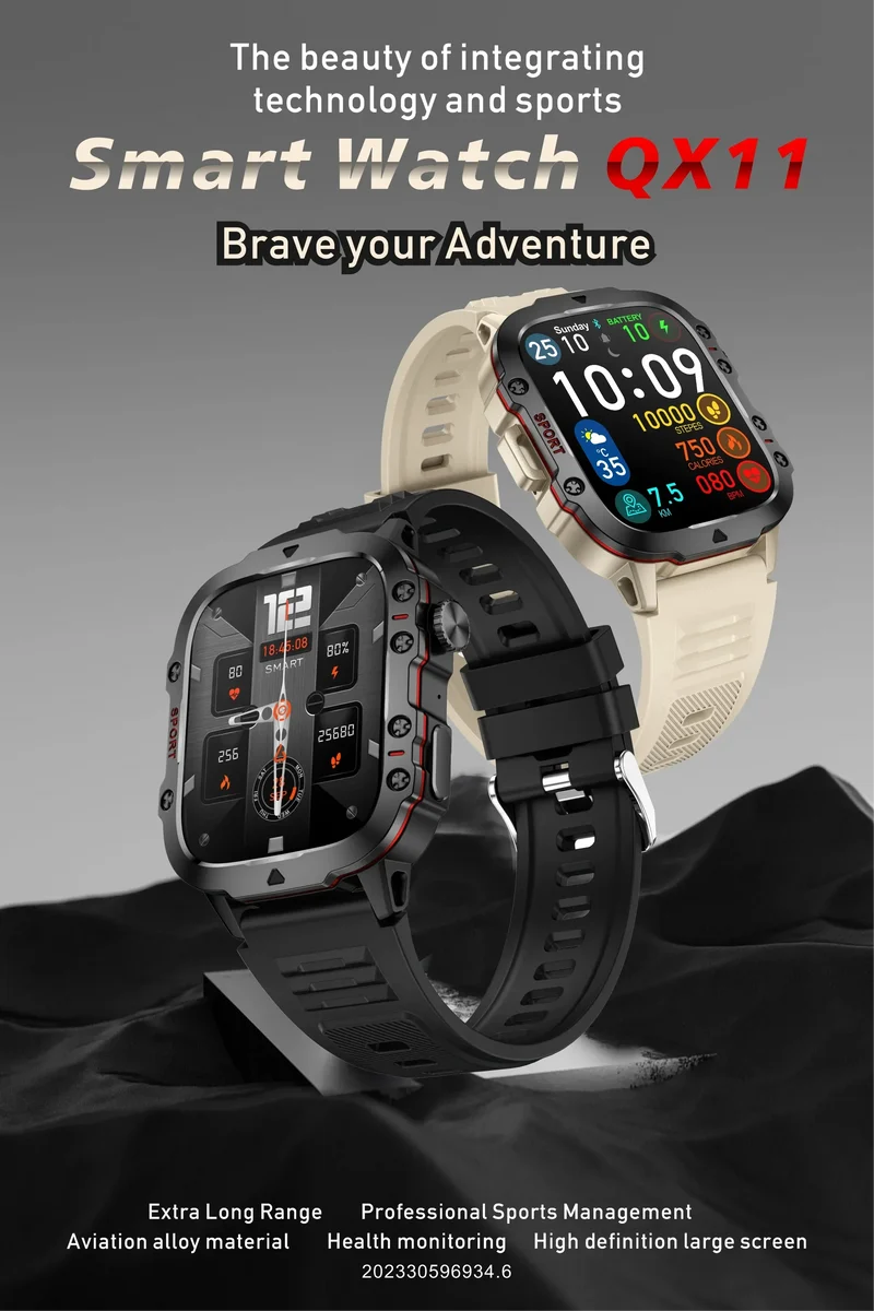 LIGE Outdoor Smart Watch Men 2.01" Screen 3AT Waterproof Watches Bluetooth Call Ai Voice Sport Smartwatch For Android Xiaomi IOS