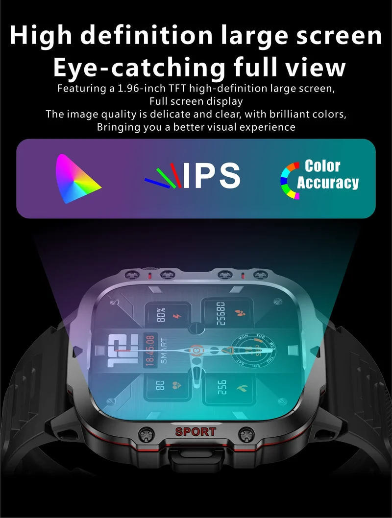 LIGE Outdoor Smart Watch Men 2.01" Screen 3AT Waterproof Watches Bluetooth Call Ai Voice Sport Smartwatch For Android Xiaomi IOS