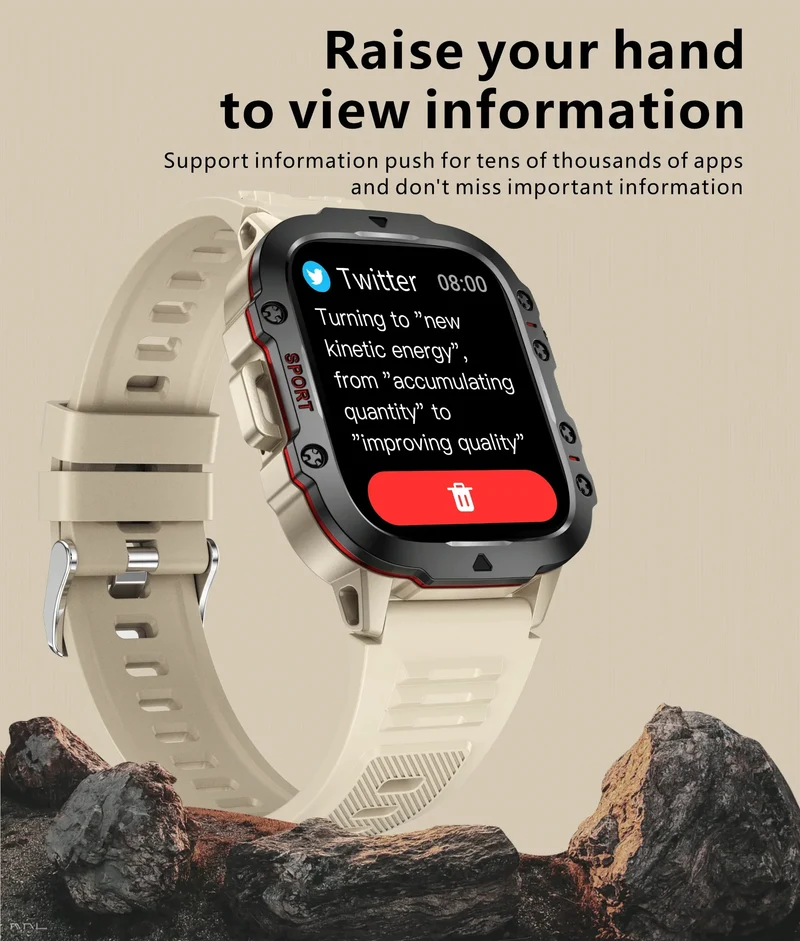 LIGE Outdoor Smart Watch Men 2.01" Screen 3AT Waterproof Watches Bluetooth Call Ai Voice Sport Smartwatch For Android Xiaomi IOS
