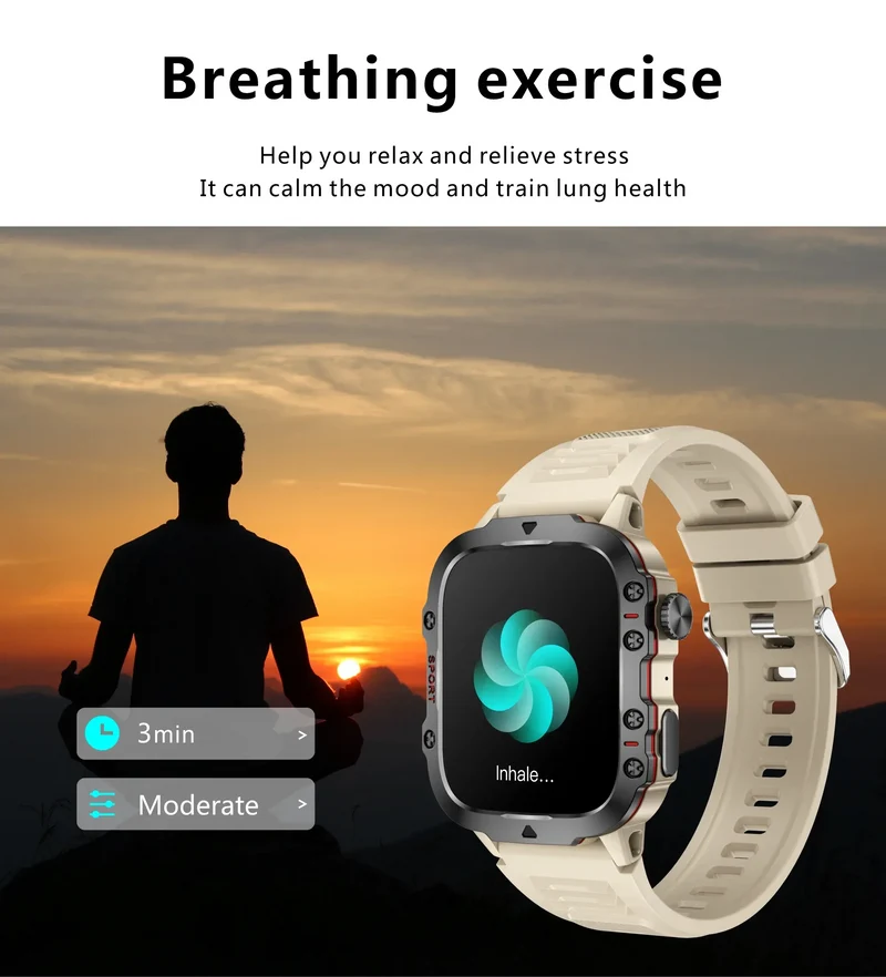 LIGE Outdoor Smart Watch Men 2.01" Screen 3AT Waterproof Watches Bluetooth Call Ai Voice Sport Smartwatch For Android Xiaomi IOS