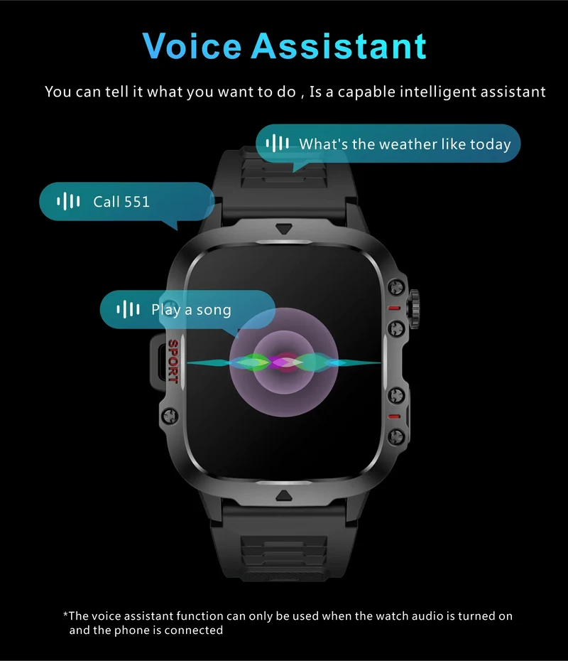 LIGE Outdoor Smart Watch Men 2.01" Screen 3AT Waterproof Watches Bluetooth Call Ai Voice Sport Smartwatch For Android Xiaomi IOS