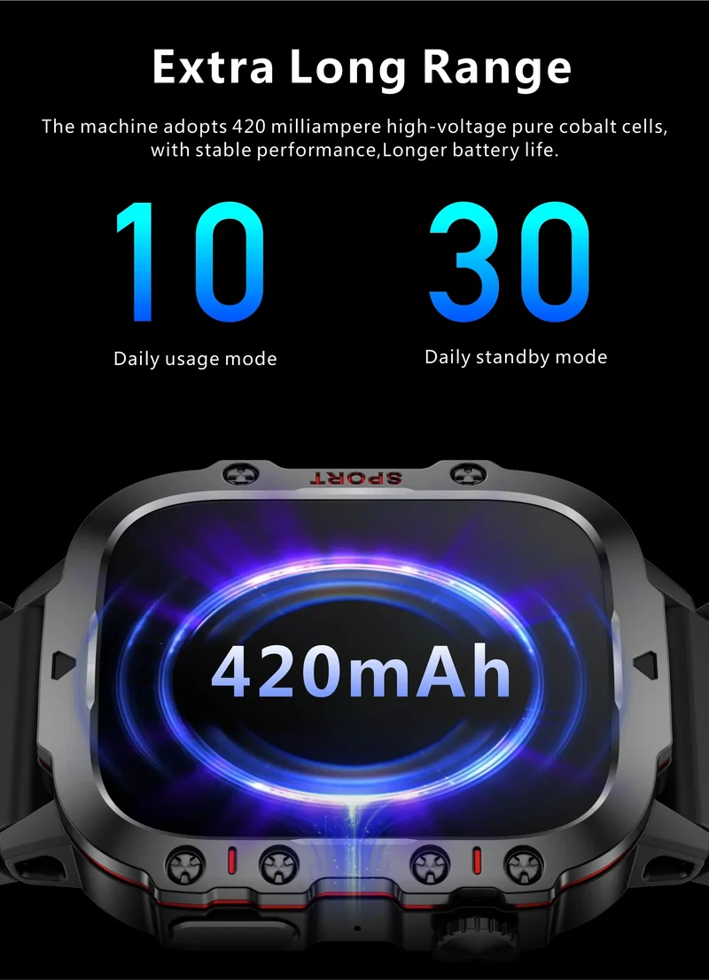 LIGE Outdoor Smart Watch Men 2.01" Screen 3AT Waterproof Watches Bluetooth Call Ai Voice Sport Smartwatch For Android Xiaomi IOS
