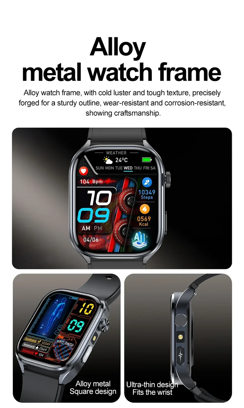 2025 New Accurate ECG Smart Watch Heart Health Analysis Blood analysis Blood Lipid Blood Pressure BT call Smart Watches For Men