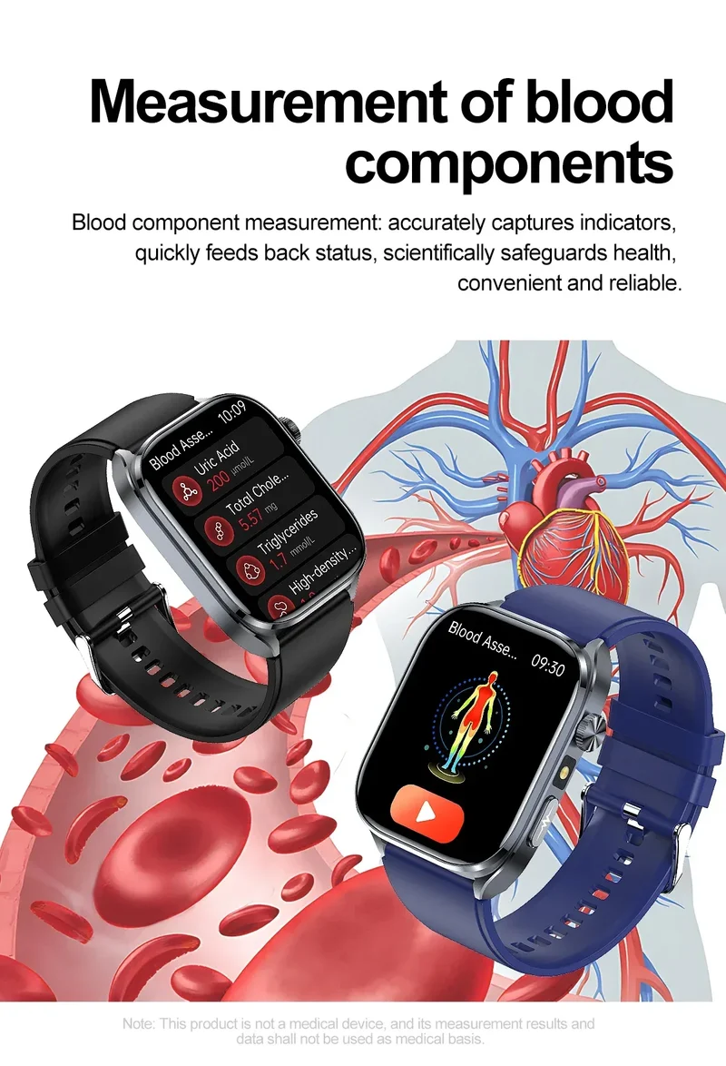 2025 New Accurate ECG Smart Watch Heart Health Analysis Blood analysis Blood Lipid Blood Pressure BT call Smart Watches For Men