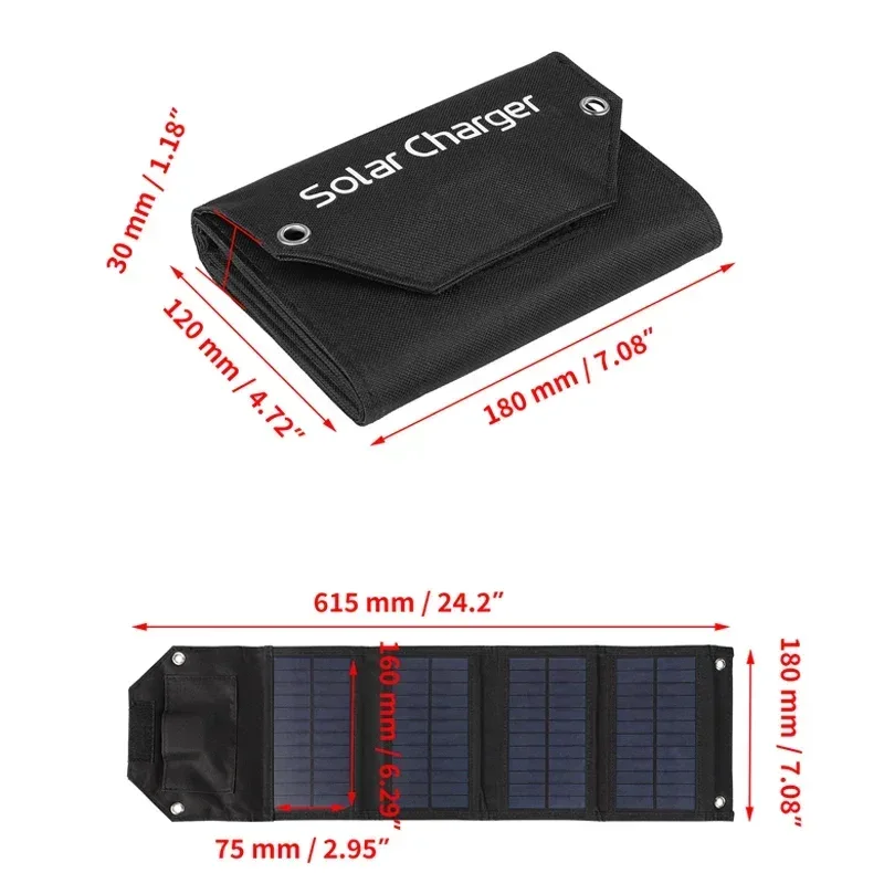 60W 80W 100W Foldable Solar Panel 5V USB Portable Folding Bag Battery Charger for Phone Outdoor Camping Waterproof Power Bank