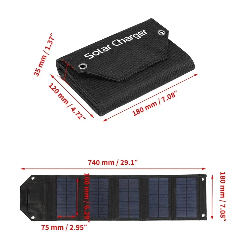 60W 80W 100W Foldable Solar Panel 5V USB Portable Folding Bag Battery Charger for Phone Outdoor Camping Waterproof Power Bank