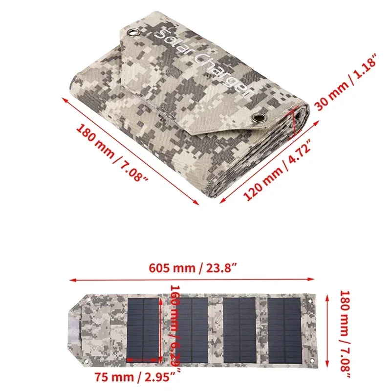 60W 80W 100W Foldable Solar Panel 5V USB Portable Folding Bag Battery Charger for Phone Outdoor Camping Waterproof Power Bank