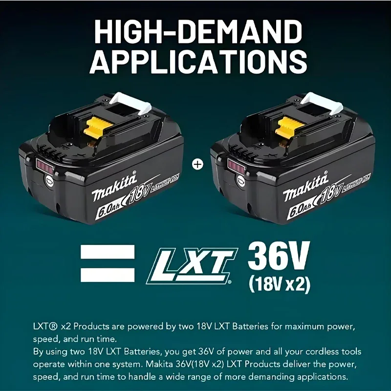 Original Makita 6Ah for Makita 18V Battery BL1830B BL1850B BL1850 BL1840 BL1860 BL1815 Replacement Lithium Battery