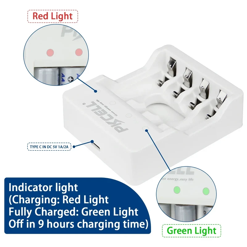 PKCELL 4PC 1.6V 900mWh Ni-Zn AAA Rechargeable Battery AAA batteries pack with NiZn Charger for NIZN AA/AAA Battery