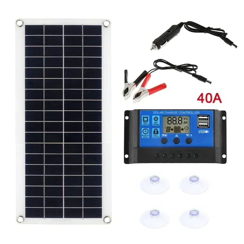 1000W Solar Panel 12V Solar Cell 10A-100A Controller Solar Panel for Phone RV Car MP3 PAD Charger Outdoor Battery Supply
