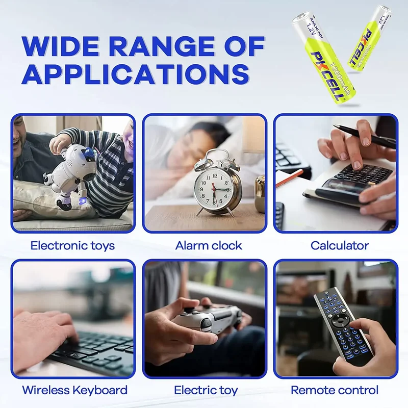 8PC PKcell Rechargeable AAA 1000mAh 1.2V Lithium Batteries 3A NI-MH Rechargeable Battery Suitable For Toys TV remotes Flashlight