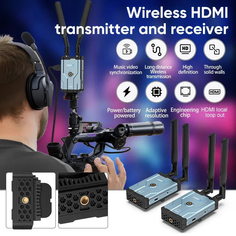 HDMI Wireless Extender 4K/1080P Small Screen (Tablet Laptop Camera) Content To HD Devices Supported with NP-F Series Batteries