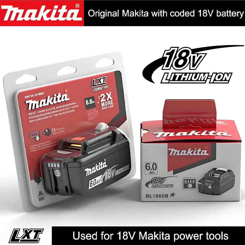 Makita 18V battery for Makita 18V power tools The 18V Makita BL1860B rechargeable battery can replace BL1850B LXT400