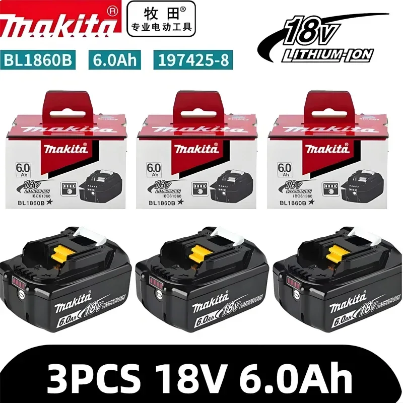 Makita 18V battery for Makita 18V power tools The 18V Makita BL1860B rechargeable battery can replace BL1850B LXT400