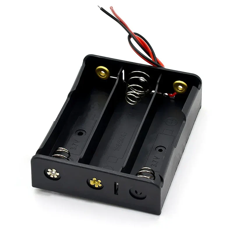 1 2 3 4 Slot DIY Batteries Clip Holder Container Plastic 18650 Holder Box with Wire Lead Black for 18650 3.7V Battery