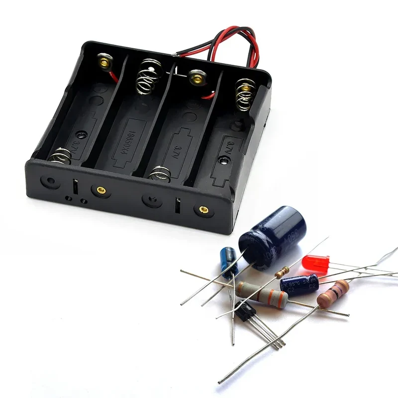 1 2 3 4 Slot DIY Batteries Clip Holder Container Plastic 18650 Holder Box with Wire Lead Black for 18650 3.7V Battery