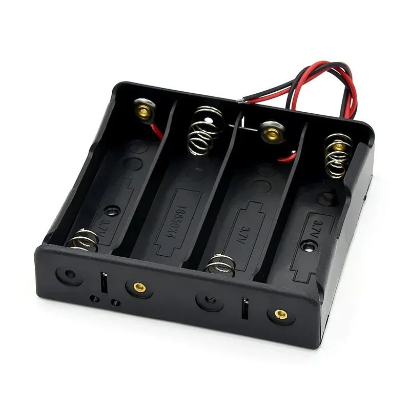1 2 3 4 Slot DIY Batteries Clip Holder Container Plastic 18650 Holder Box with Wire Lead Black for 18650 3.7V Battery