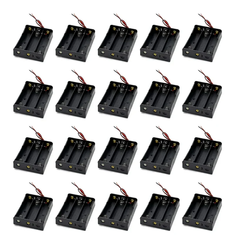 1 2 3 4 Slot DIY Batteries Clip Holder Container Plastic 18650 Holder Box with Wire Lead Black for 18650 3.7V Battery