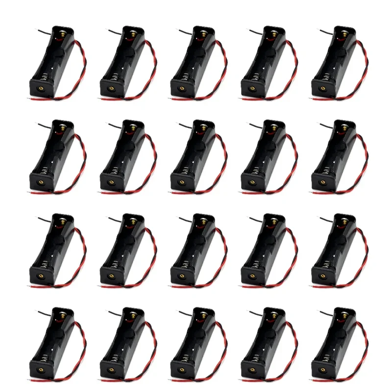 1 2 3 4 Slot DIY Batteries Clip Holder Container Plastic 18650 Holder Box with Wire Lead Black for 18650 3.7V Battery