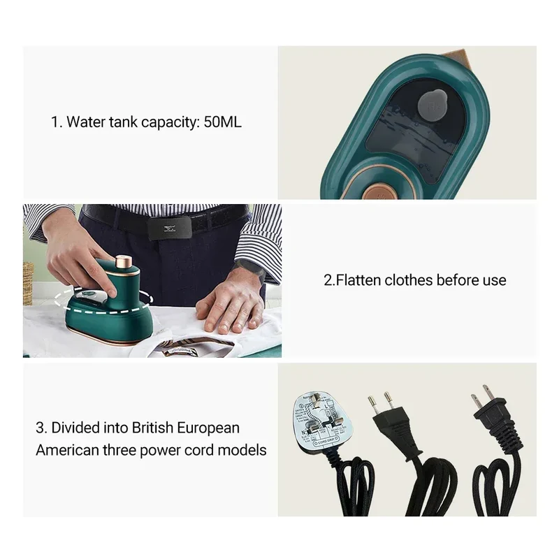 Portable Garment Steamer Rotating Steam Iron Mini Handheld Home Travelling For Clothes Ironing Wet & Dry Ironing Machine