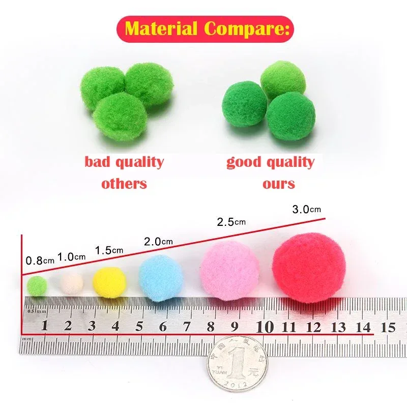 Mini Pompom Mixed Soft Round Pompones Balls Fluffy Pom Pom for Kids DIY Garment Handcraft Craft Supplies 8/10/15/20/25/30mm