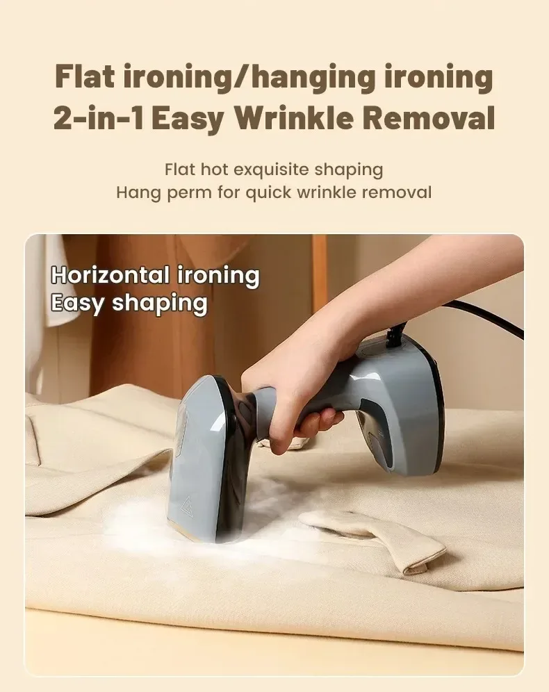1500W Foldable Electric Fabric Steamer Fast-Heat Handheld Steam Iron for Home Travel Garment Care