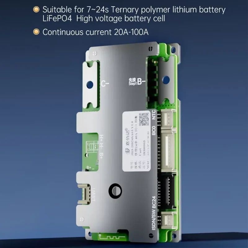 Build-in BT JBD Smart BMS Automatic Identify 7S-24S 8S 9S 10S 11S 12S 13S 14S 16S 20S 21S 22S 40A 50A 60A 80A LFP NMC Battery