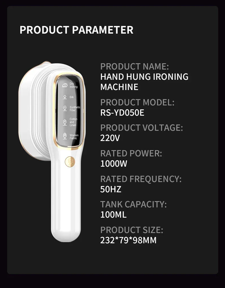New LED Digital Display Smart Steam Iron Portable Folding Handheld Hanging Ironing Machine 1000W Home Ironing Machine