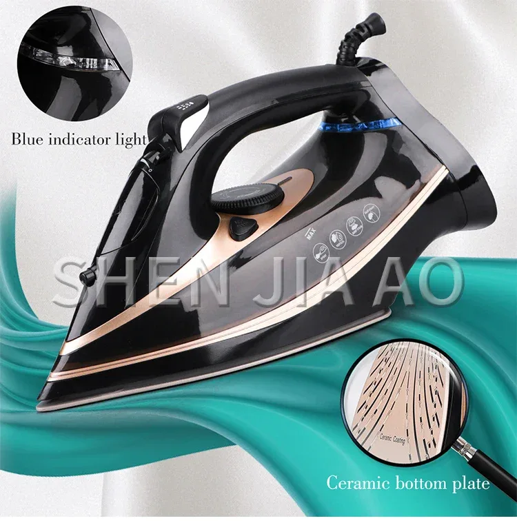 Electric Steam Iron Home Appliance Handheld Cloth Iron for Clothes Ceramic Plate Large Steam 2200W for household