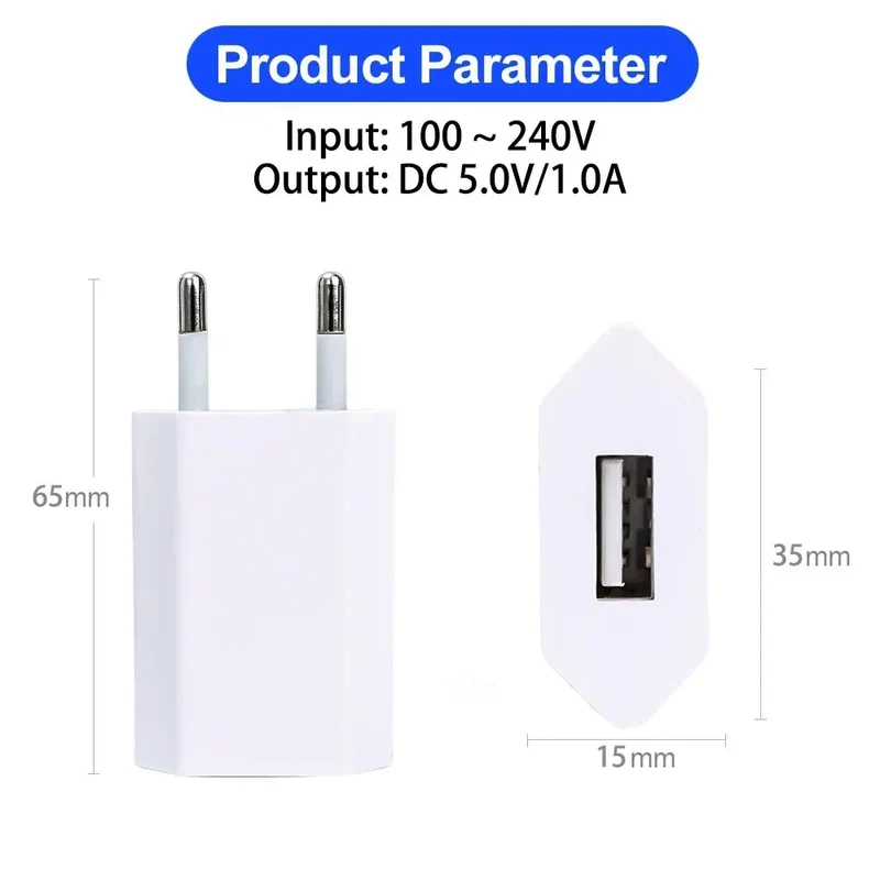 5V/1A Mini EU Plug Charger USB Mobile Phones Charger USB-C Quick Charger Wall Power Adapter Chargers For iPhone Samsung Xiaomi