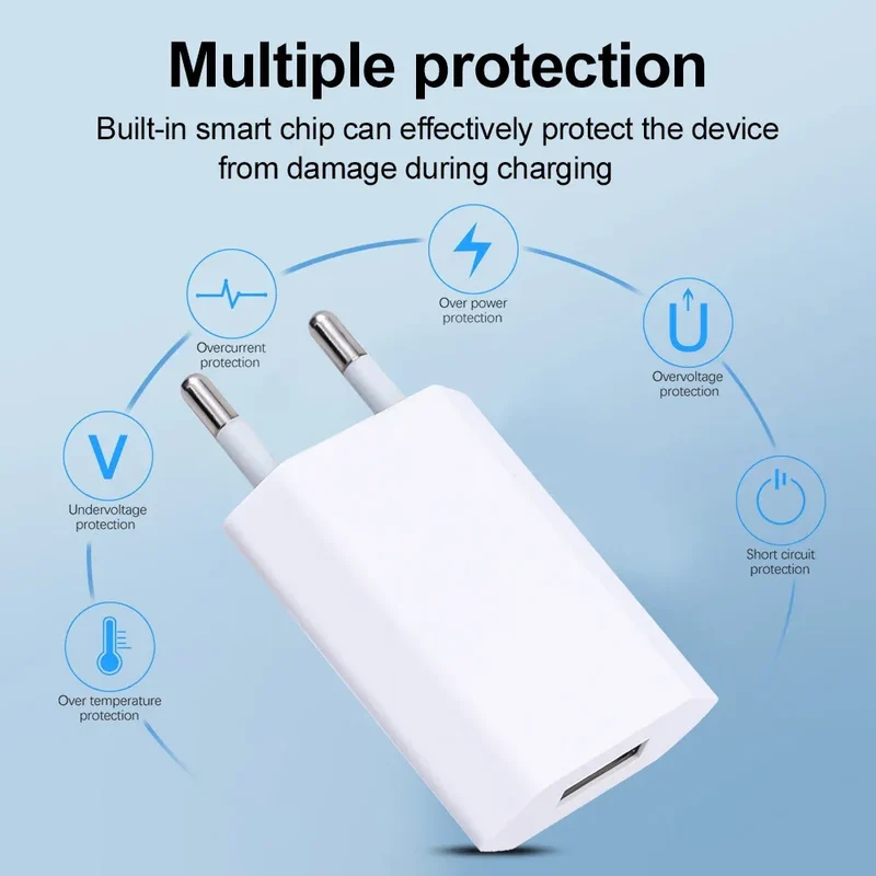 5V/1A Mini EU Plug Charger USB Mobile Phones Charger USB-C Quick Charger Wall Power Adapter Chargers For iPhone Samsung Xiaomi