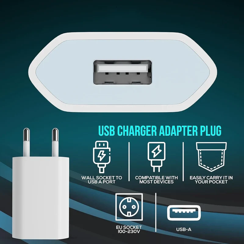5V/1A Mini EU Plug Charger USB Mobile Phones Charger USB-C Quick Charger Wall Power Adapter Chargers For iPhone Samsung Xiaomi