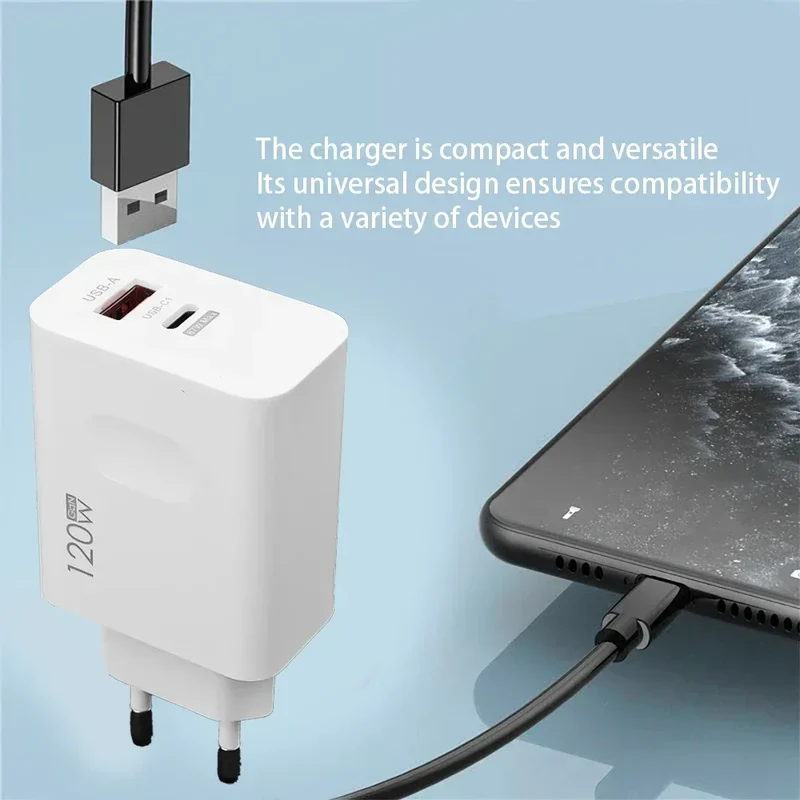 120W Fast Charger USB Type C PD Cable Fast Charging Quick Charge Adapter For iPhone 17 16 15 Pro Xiaomi Samsung Oneplus Huawei