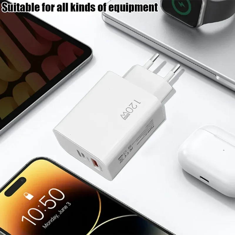 120W Fast Charger USB Type C PD Cable Fast Charging Quick Charge Adapter For iPhone 17 16 15 Pro Xiaomi Samsung Oneplus Huawei