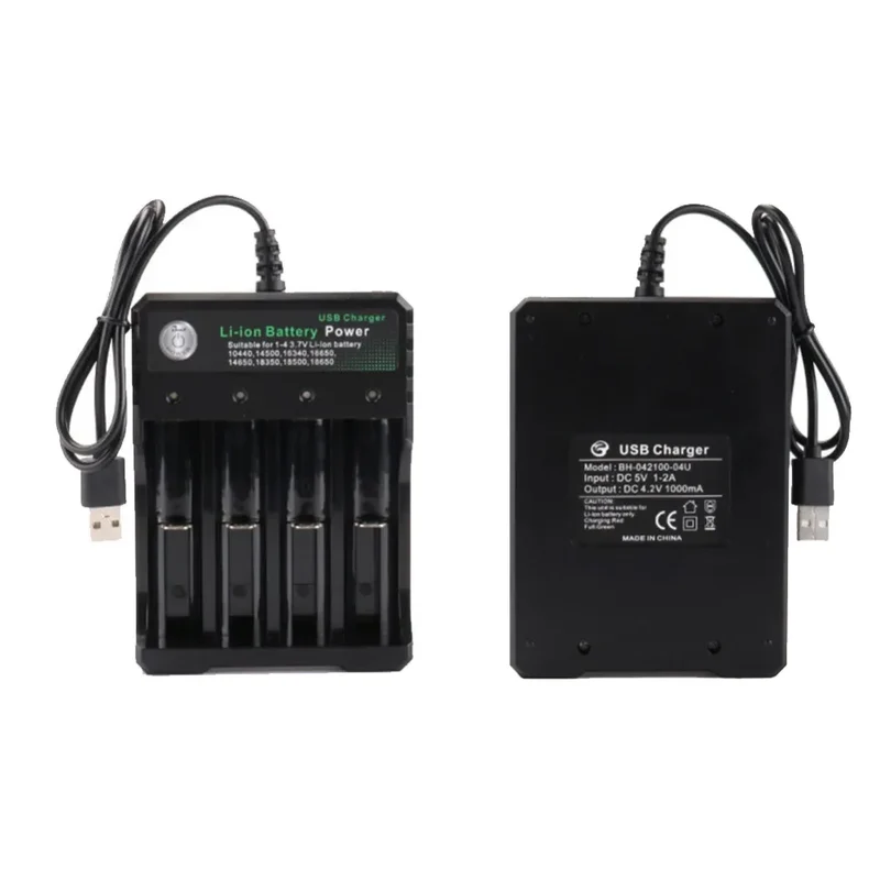 18650 Li-ion Battery Charger 2 3 4 Slots 110V 220V USB A Port For 18650 18700 Charging 3.7V Rechargeable Lithium Battery Charger