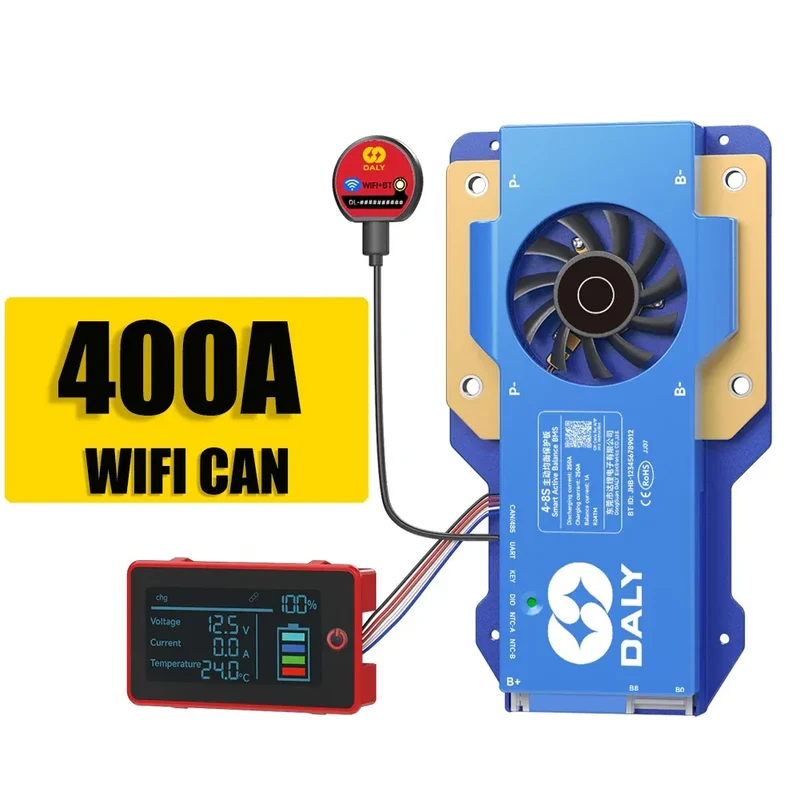 Daly BMS WiFi Active BMS 250 amperios for Lifepo4 4S 8S 24S 100A 150A 200A 500A Active Balance 1A Built-in BT 7S 24V 12V 48V