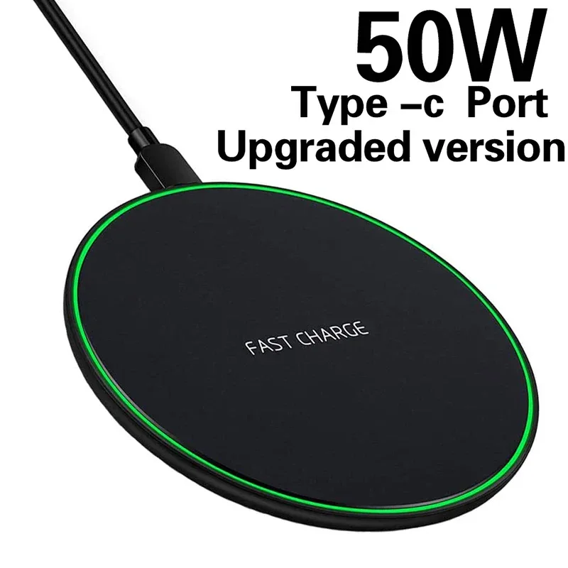50W Wireless Charger Pad For IPhone 16 15 14 13 12 Pro XS Max 8 Upgrade Fast Wireless Charging Station For Samsung Xiaomi Huawei