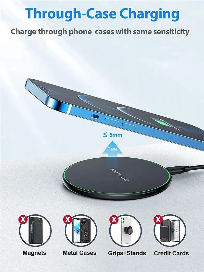 50W Wireless Charger Pad For IPhone 16 15 14 13 12 Pro XS Max 8 Upgrade Fast Wireless Charging Station For Samsung Xiaomi Huawei