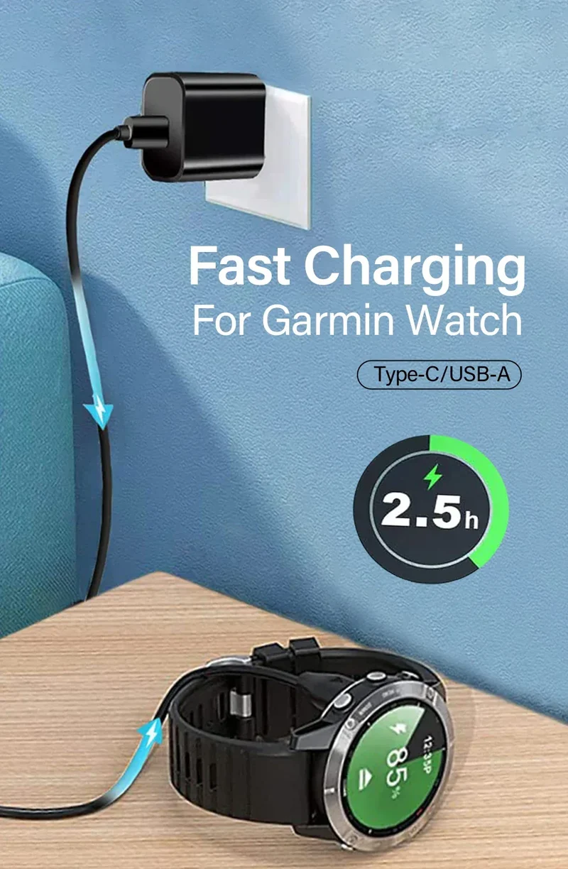 Charger for Garmin Forerunner 45 55 245 255 265 745 945 955 965,Vivoactive 3 4S, Venu 2 Plus,Fenix 8 7 7S 7X 6 5 Charging Cable